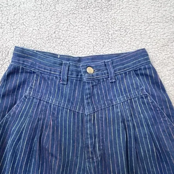 VTG L'ECHARDE Splinter's Inc. Pinstripe High Waist Pleated Denim Pants Size 5 - Picture 7 of 16